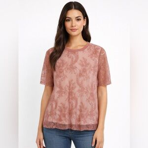 Target Pink Embellished Short Sleeve Blouse